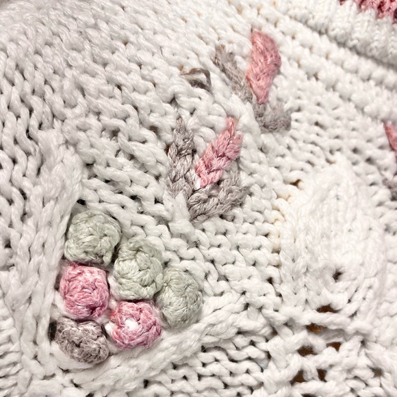 VINTAGE cottage floral chunky knit sweater feminine romantic 80s 90s cottagecore - Picture 5 of 14